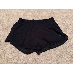 Athleta Mesh Racer 4” Black Shorts Large EUC